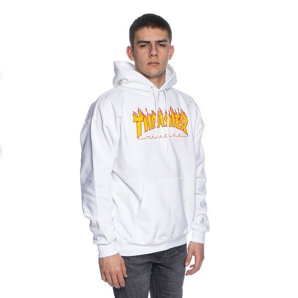 Sweatshirt Thrasher Flame Logo Hoodie white | Bludshop.com