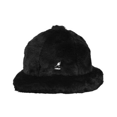 kangol faux fur casual bucket hat in leopard print