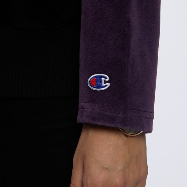 Bluza damska Champion Zip-Up Velour Colour Block Hoodie black