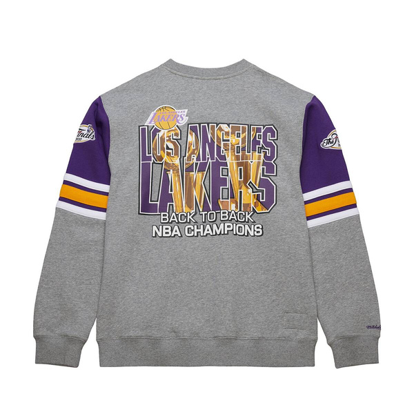 Bluza Mitchell & Ness NBA Allover Crew 4.0 Vintage Logo Los Angeles Lakers grey heather