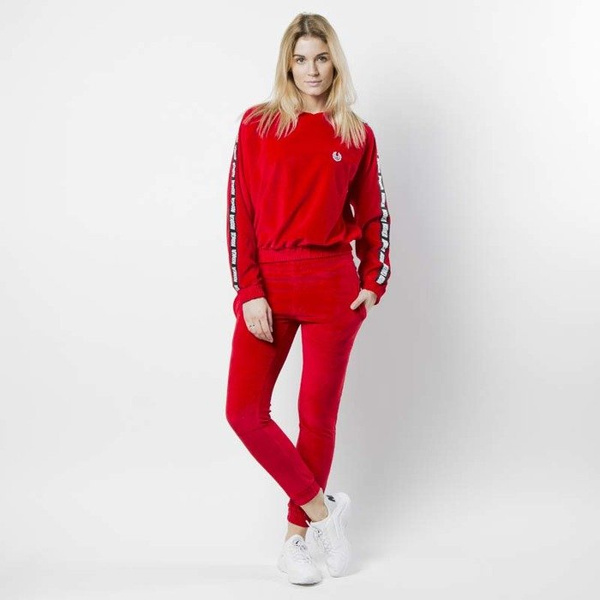 KOKA spodnie dresowe damskie Fake-Tape Velvet Pants red