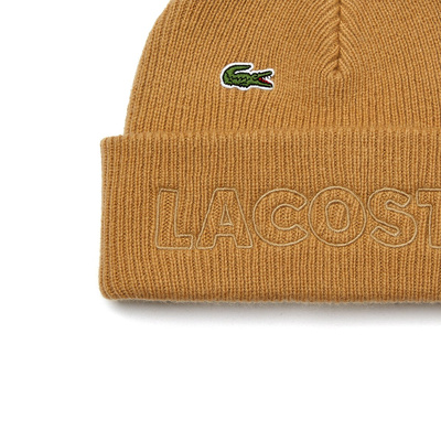 Lacoste Unisex Live Embroidery Wool Blend Beanie sand