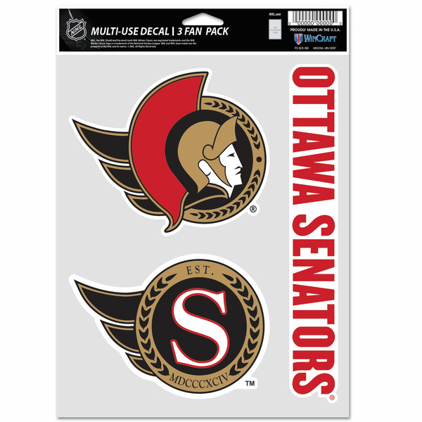 Naklejka WinCraft NHL Multi Use 3 Fan Pack Decal Ottawa Senators