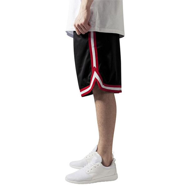 Szorty Urban Classics Stripes Mesh Shorts black / red / white