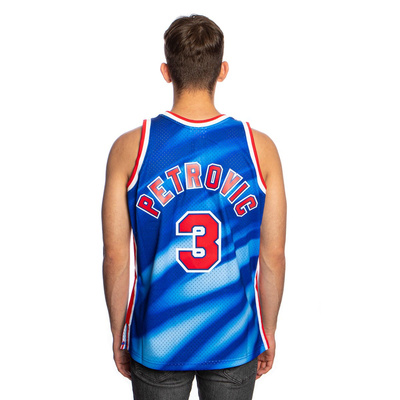 Mitchell & Ness New Jersey Nets #3 Drazen Petrovic pattern/royal Swingman Jersey