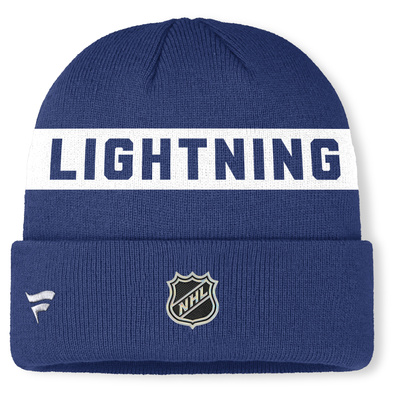 Czapka Fanatics NHL Authentic Pro A/Cap Cuffed Beanie Tampa Bay Lightning Blue Cobalt/White  