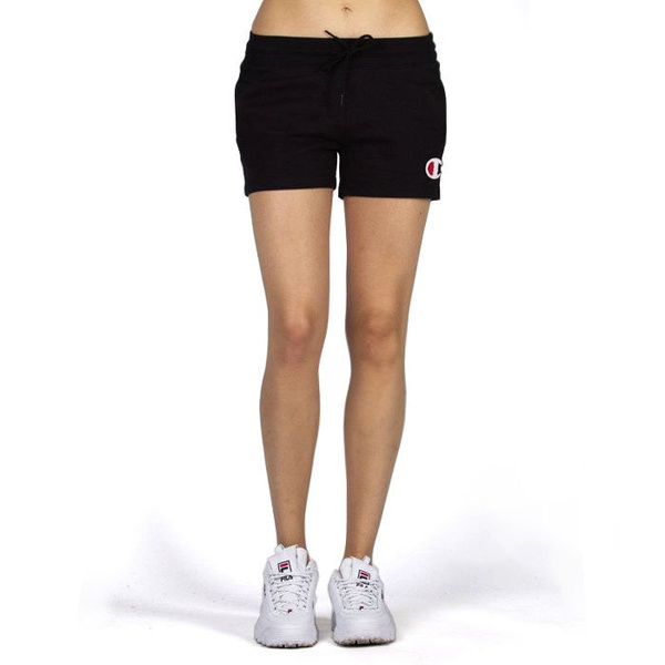 Spodenki damskie Champion C Logo Patch High Waist Cotton Terry Shorts black