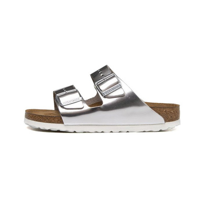 Klapki damskie Birkenstock Arizona BS Narrow Fit srebrne (1005961)