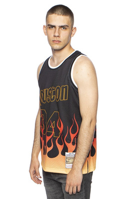Koszulka Mitchell & Ness Houston Rockets #34 Hakeem Olajuwon czarna NBA Flames Swingman Jersey