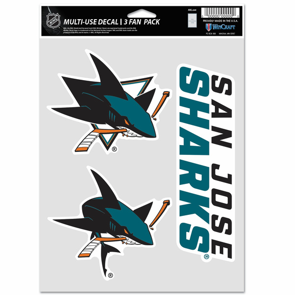 WinCraft NHL Multi Use 3 Fan Pack Decal San Jose Sharks