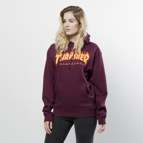 Bluza damska Thrasher Flame Logo Hoodie maroon WMNS