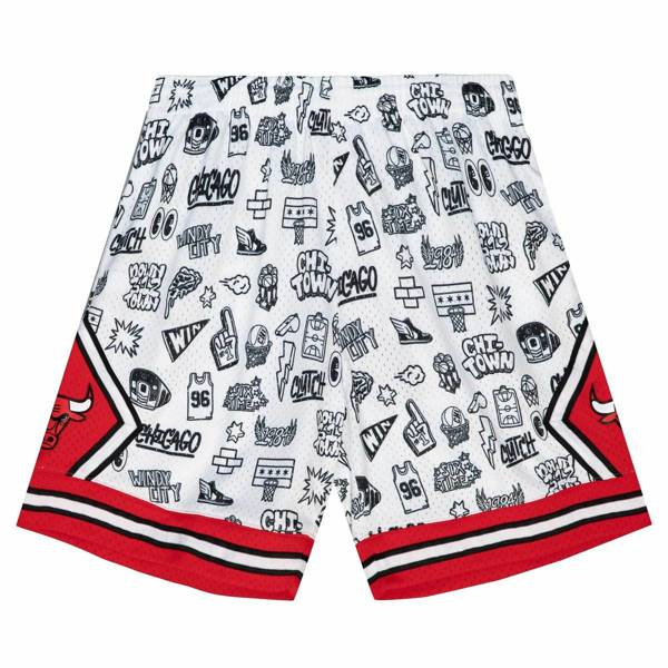 Szorty Mitchell & Ness Chicago Bulls Doodle Swingman Shorts białe