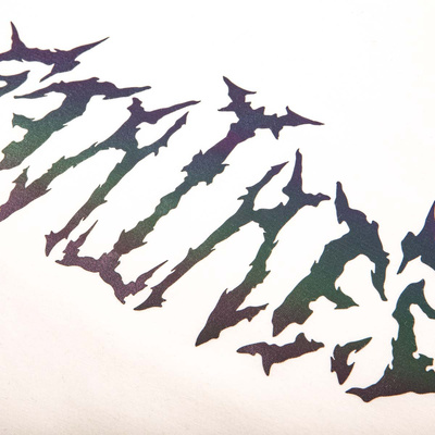 Stalker Angel Tribal Rainbow Holo Bone Boxy Tee ecru