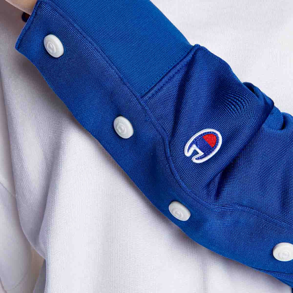 Bluza damska Champion Colour Block Popper Cropped Sweatshirt biała