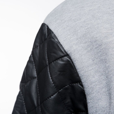 Urban Classics bluza Quilt Leather Imitation Sleeve Crewneck grey black (TB1110)