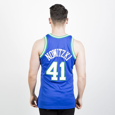 Mitchell & Ness Dallas Mavericks #41 Dirk Nowitzki blue / green Swingman Jersey 