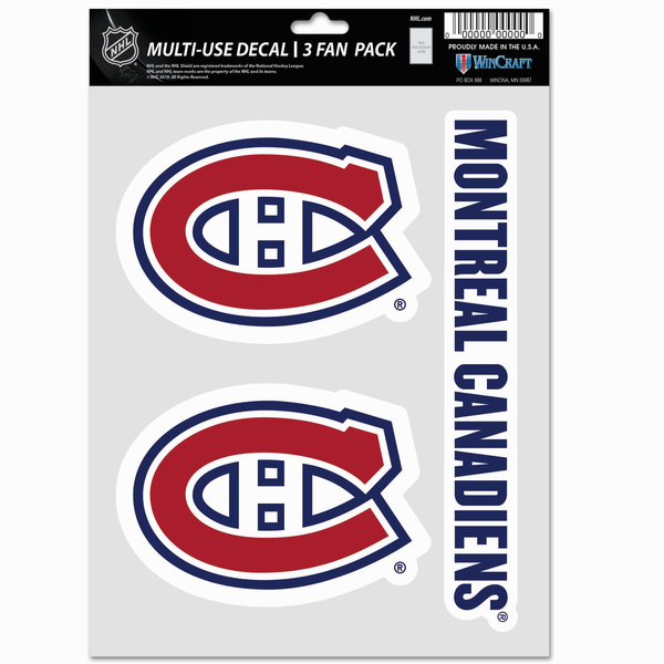 Naklejka WinCraft NHL Multi Use 3 Fan Pack Decal Montreal Canadiens