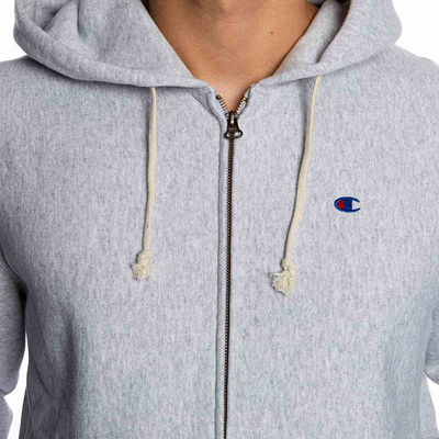 Champion Zip-Up Script Logo Reverse Weave Hoodie grey heather