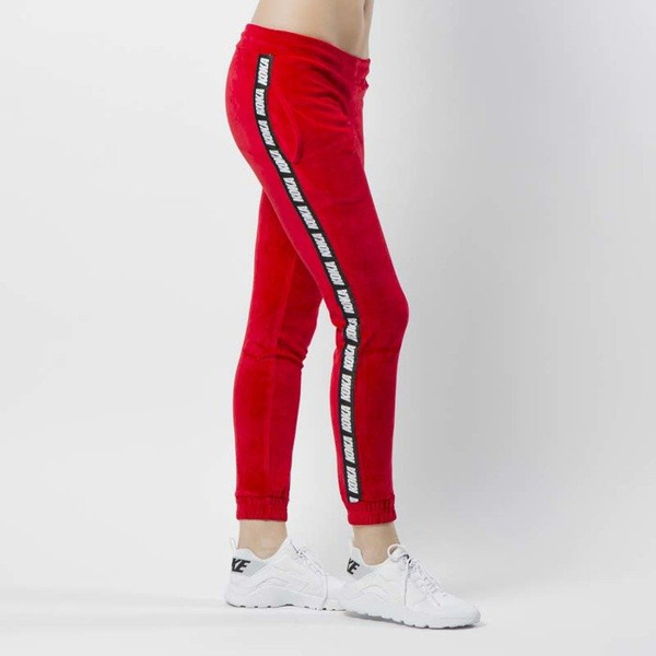 KOKA spodnie dresowe damskie Fake-Tape Velvet Pants red