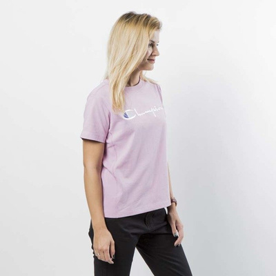 Koszulka damska Champion T-shirt Embroidered Logo WMNS pink