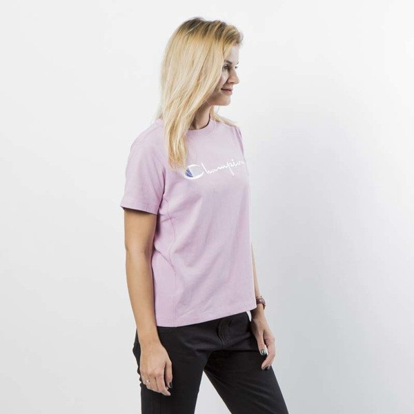 Koszulka damska Champion T-shirt Embroidered Logo WMNS pink