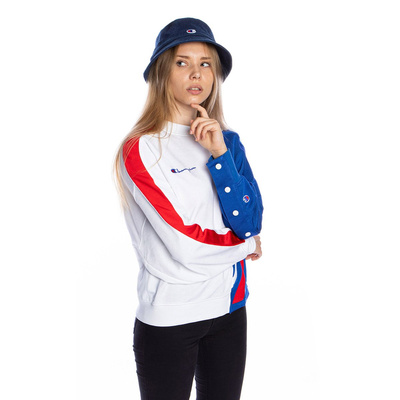 Bluza damska Champion Colour Block Popper Cropped Sweatshirt biała