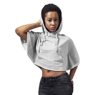 Urban Classics Ladies Cropped Hooded Poncho WMNS grey