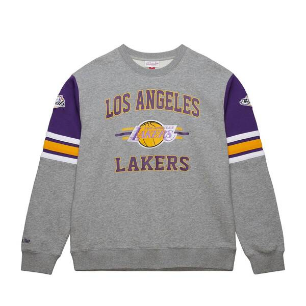 Bluza Mitchell & Ness NBA Allover Crew 4.0 Vintage Logo Los Angeles Lakers grey heather
