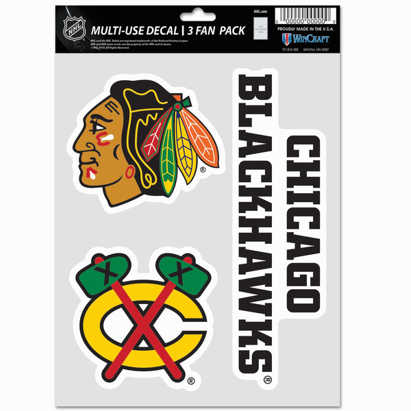 Naklejka WinCraft NHL Multi Use 3 Fan Pack Decal Chicago Blackhawks