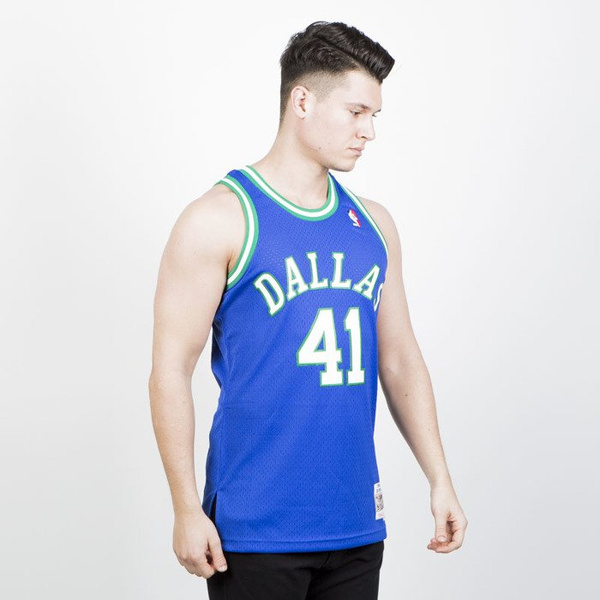 Mitchell & Ness Dallas Mavericks #41 Dirk Nowitzki blue / green Swingman Jersey