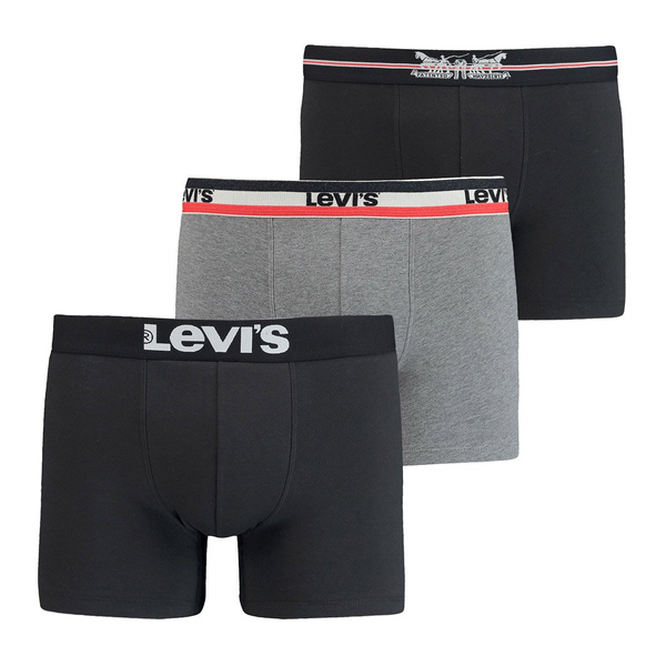 Bokserki Levi's 3-Pack Men Giftbox Logo Boxer Brief czarne