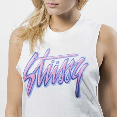 Koszulka damska Stussy Tank Top Shadow Script Raw Muscle Tee WMNS white