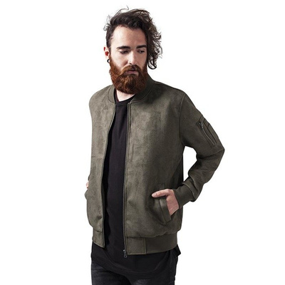 Urban Classics kurtka Imitation Suede Bomber Jacket olive