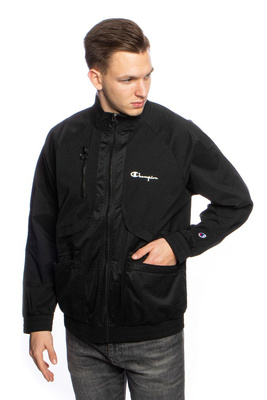 Kurtka Champion Reflective Logo Mesh Panel High Neck Zip-Up Top Jacket czarna