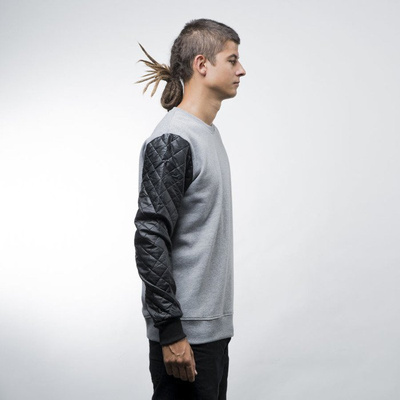 Urban Classics bluza Quilt Leather Imitation Sleeve Crewneck grey black (TB1110)