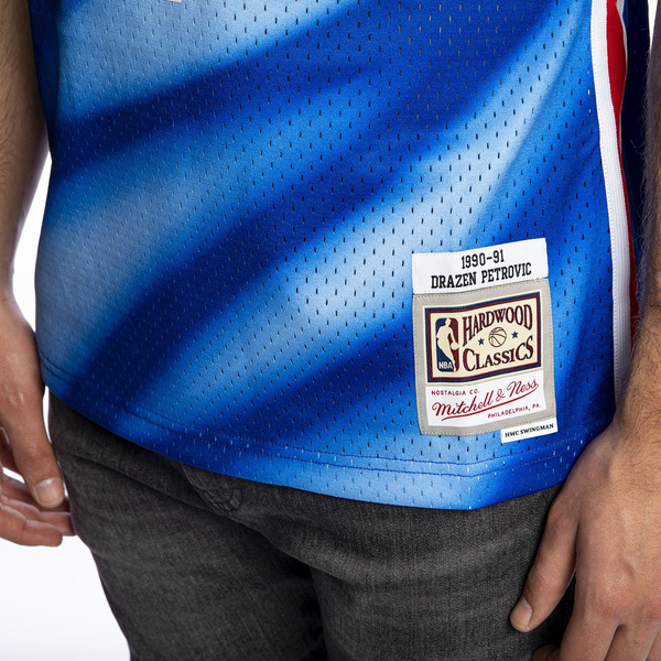Mitchell & Ness New Jersey Nets #3 Drazen Petrovic pattern/royal Swingman Jersey