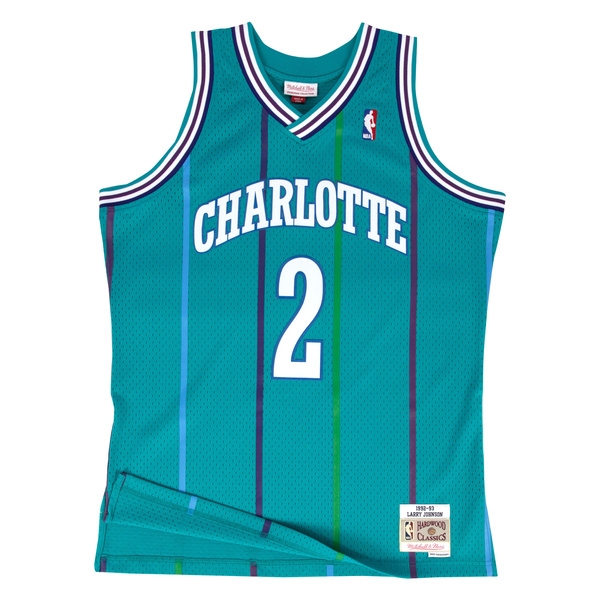 Mitchell & Ness Charlotte Hornets #2 Larry Johnson teal/white Swingman Jersey