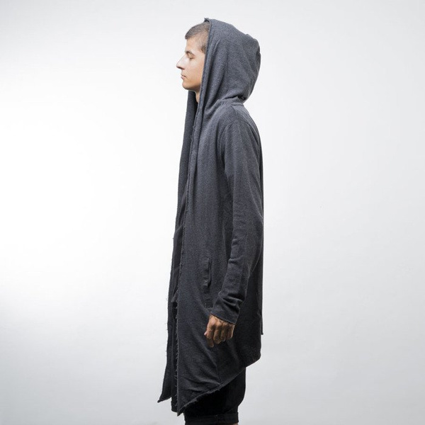 Urban Classics bluza Long Hooded Open Edge Cardigan charcoal (TB1389)