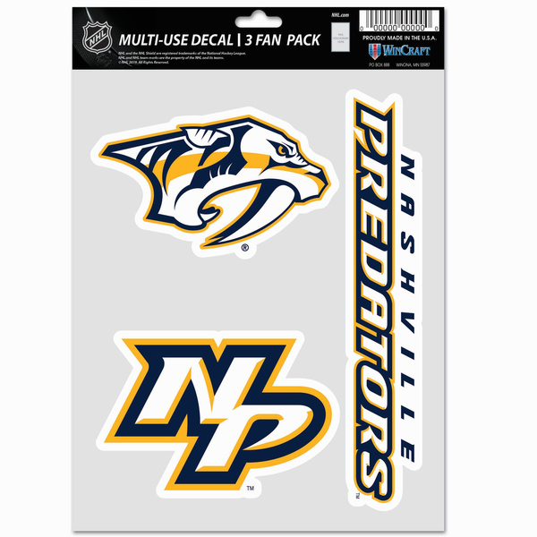 Naklejka WinCraft NHL Multi Use 3 Fan Pack Decal Nashville Predators