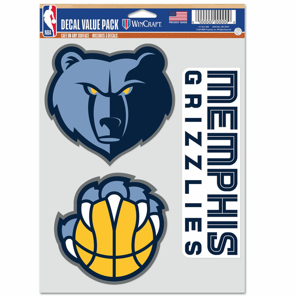 Naklejka WinCraft NBA Multi Use 3 Fan Pack Memphis Grizzlies