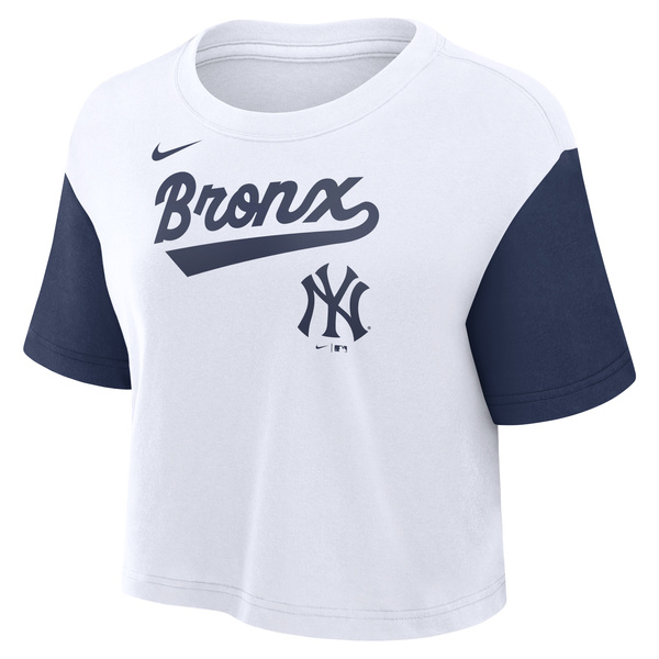 Nike MLB Script Crop Tee New York Yankees white