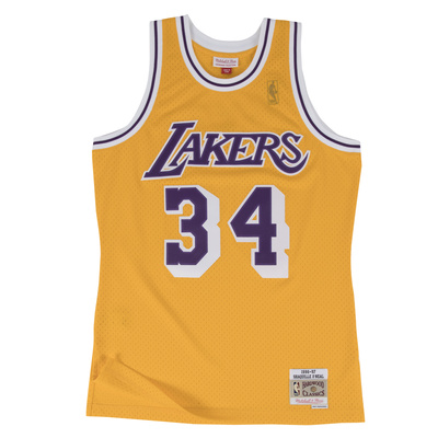Mitchell & Ness Los Angeles Lakers #34 Shaquille O'Neal yellow Swingman Jersey (SMJYGS18177)