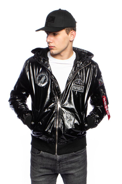 Kurtka Alpha Industries Bomber MA-1 LW Hooded NASA Jacket czarna