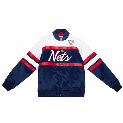 Kurtka Mitchell & Ness New Jersey Nets Special Script Heavyweight Satin Jacket granatowa