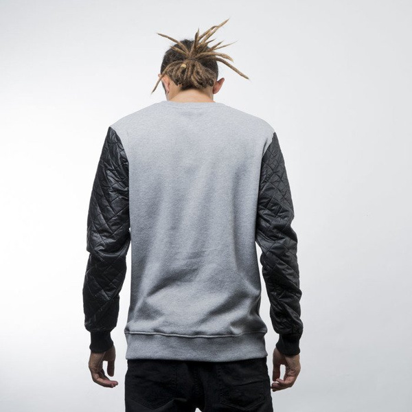 Urban Classics bluza Quilt Leather Imitation Sleeve Crewneck grey black (TB1110)