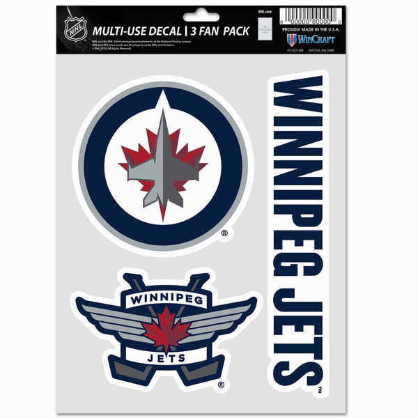 WinCraft NHL Multi Use 3 Fan Pack Decal Winnipeg Jets