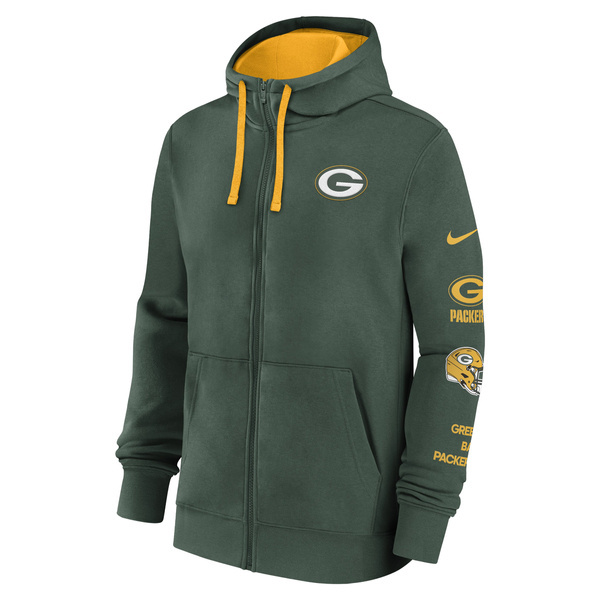 Bluza Nike Men's NFLGreen Bay Packers Nike Cotton Full-Zip Fleece Hoodie Fir/University Gold