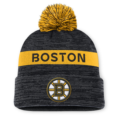 Czapka Fanatics Boston Bruins NHL Authentic PRO Rink Beanie Cuff With POM black/yellow gold