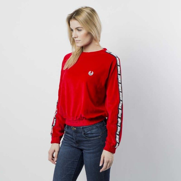 KOKA bluza damska Fake-Tape Velvet Crewneck red