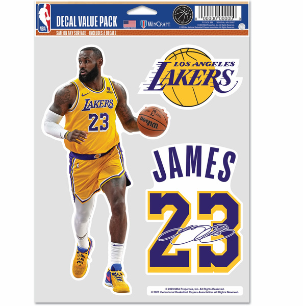 WinCraft NBA Multi Use 3 Fan Pack Decal LeBron James Los Angeles Lakers